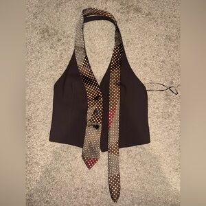 Zara Black Vest with Geometric Tie